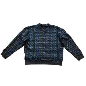 Vintage Jhane Barnes Wool Black Pattern Sweater Size XL